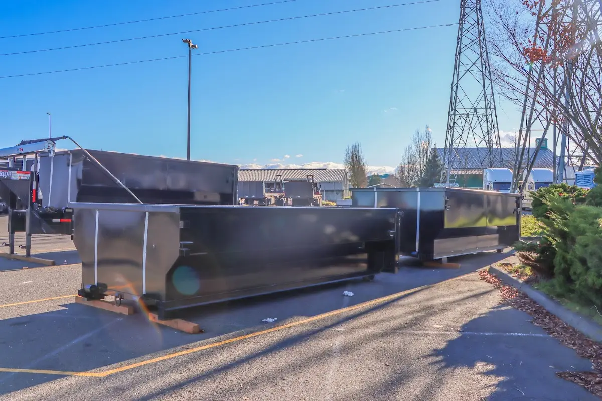 Roll-off dumpster ready for waste disposal at job site for 12 Yard Dumpster Rental in Shelbyville